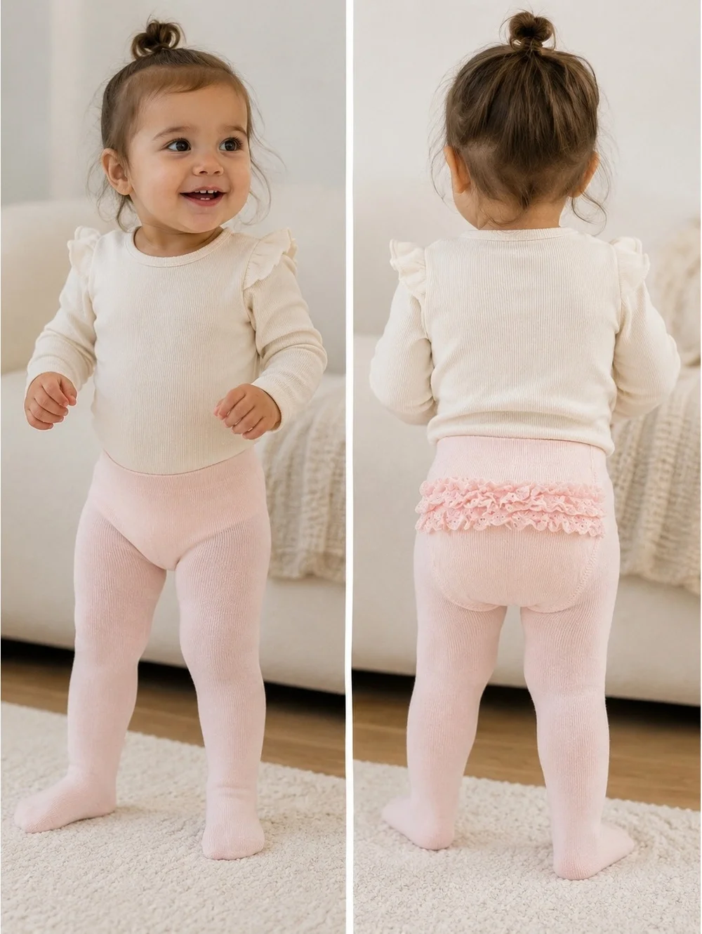 Janie and Jack Baby Pink Ruffle Tights for 3 to 6 Months